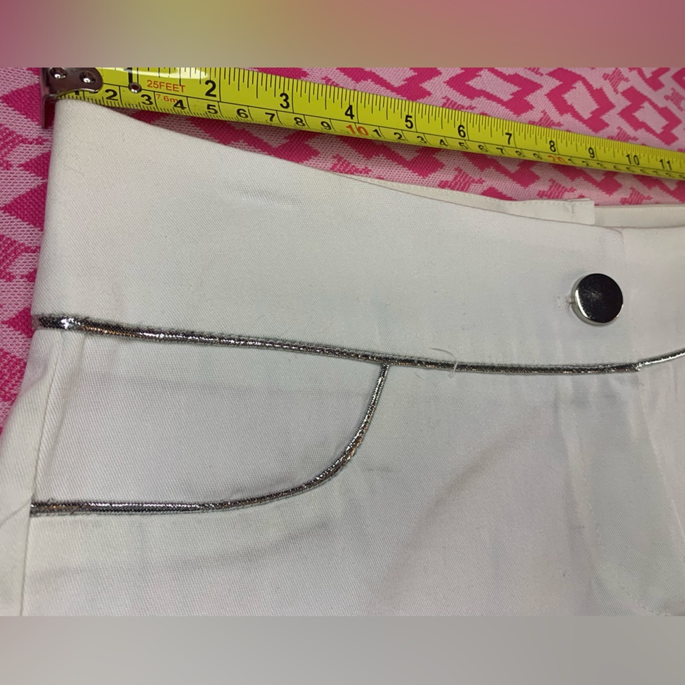 Charlotte Russe Size Medium Shorts Crisp White Silver Cord NWT - Picture 3 of 10
